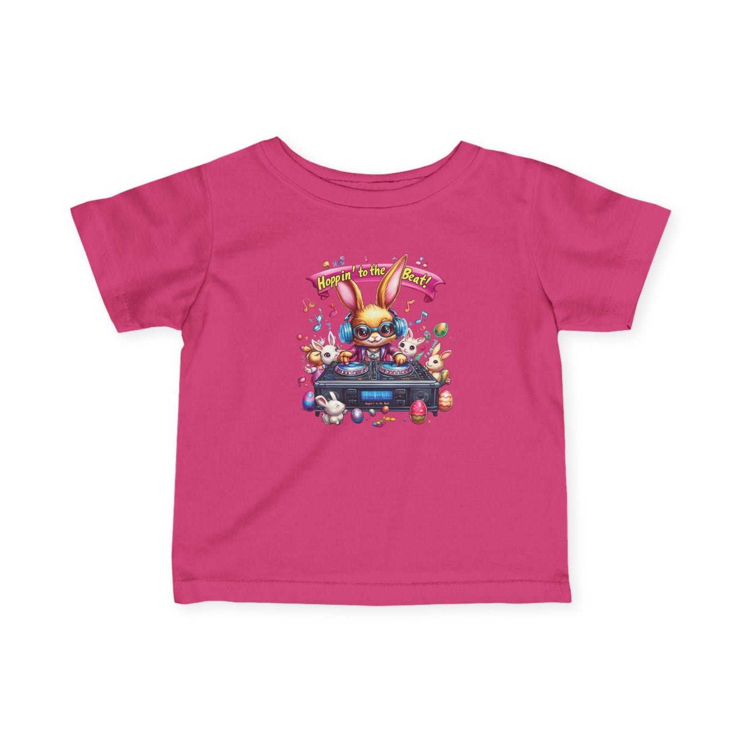 DJ Bunny Infant T-Shirt - Fun Easter Music Shirt for Babies 6 - 24 Months, Cute Spring Outfit with Playful Bunny and Colorful Music Vibes