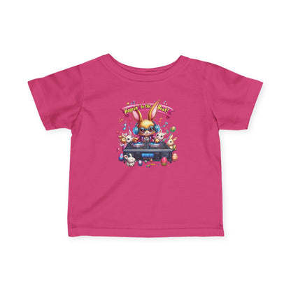 DJ Bunny Infant T-Shirt - Fun Easter Music Shirt for Babies 6 - 24 Months, Cute Spring Outfit with Playful Bunny and Colorful Music Vibes