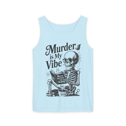 Murder Is My Vibe Tank Top, Womens Goth Tank, Halloween Clothing, Skeleton Graphic Tee, Cozy Casual Wear, Quirky Gift Idea