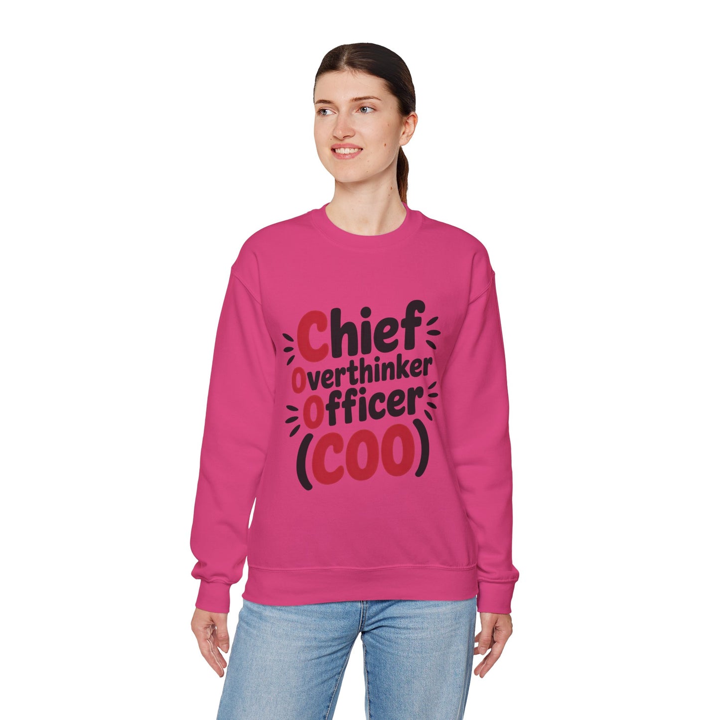 Chief Overthinker Officer Women's Sweatshirt, COO Funny Office Humor Graphic Pullover, Women's Heavy Blend™ Crewneck Sweatshirt
