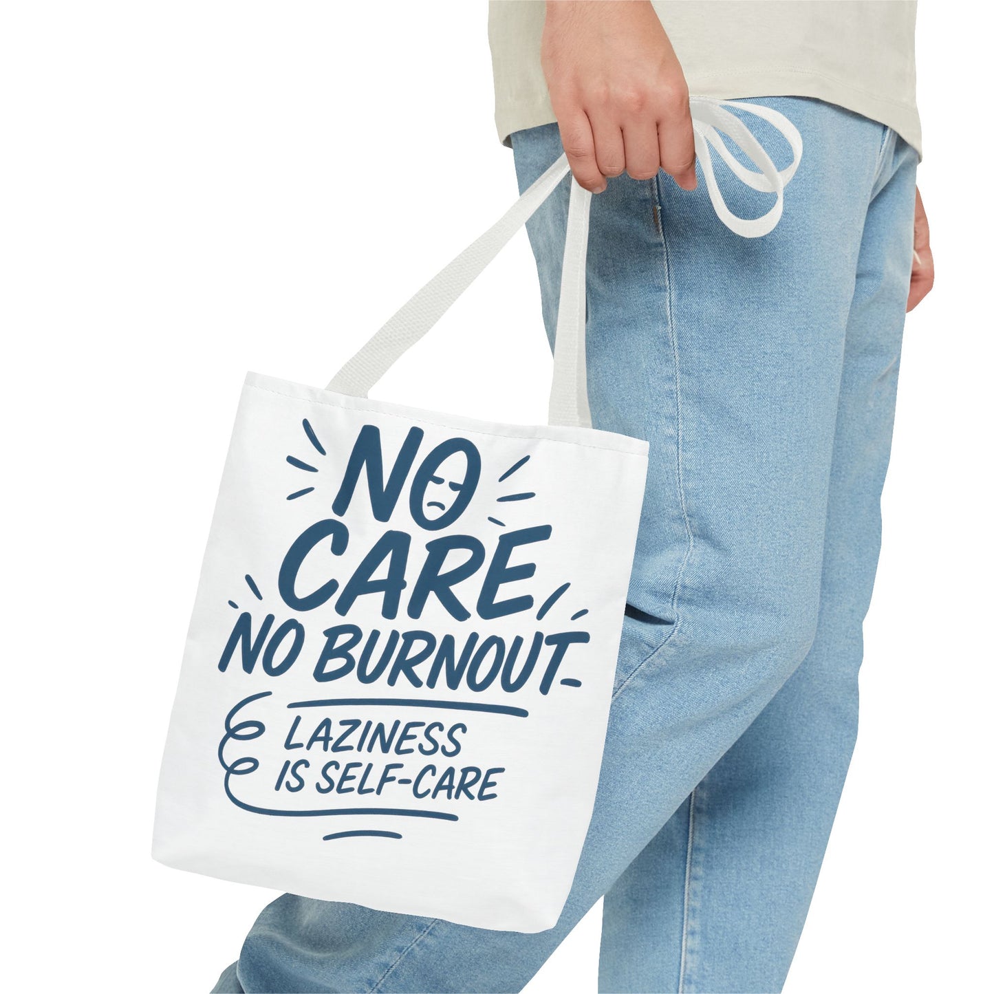 Laziness is Self-Care Funny Quote Bag, Oversized Reusable Canvas Shopping Tote, Sarcastic Self-Care Gift, Weekend Getaway, Everyday Use