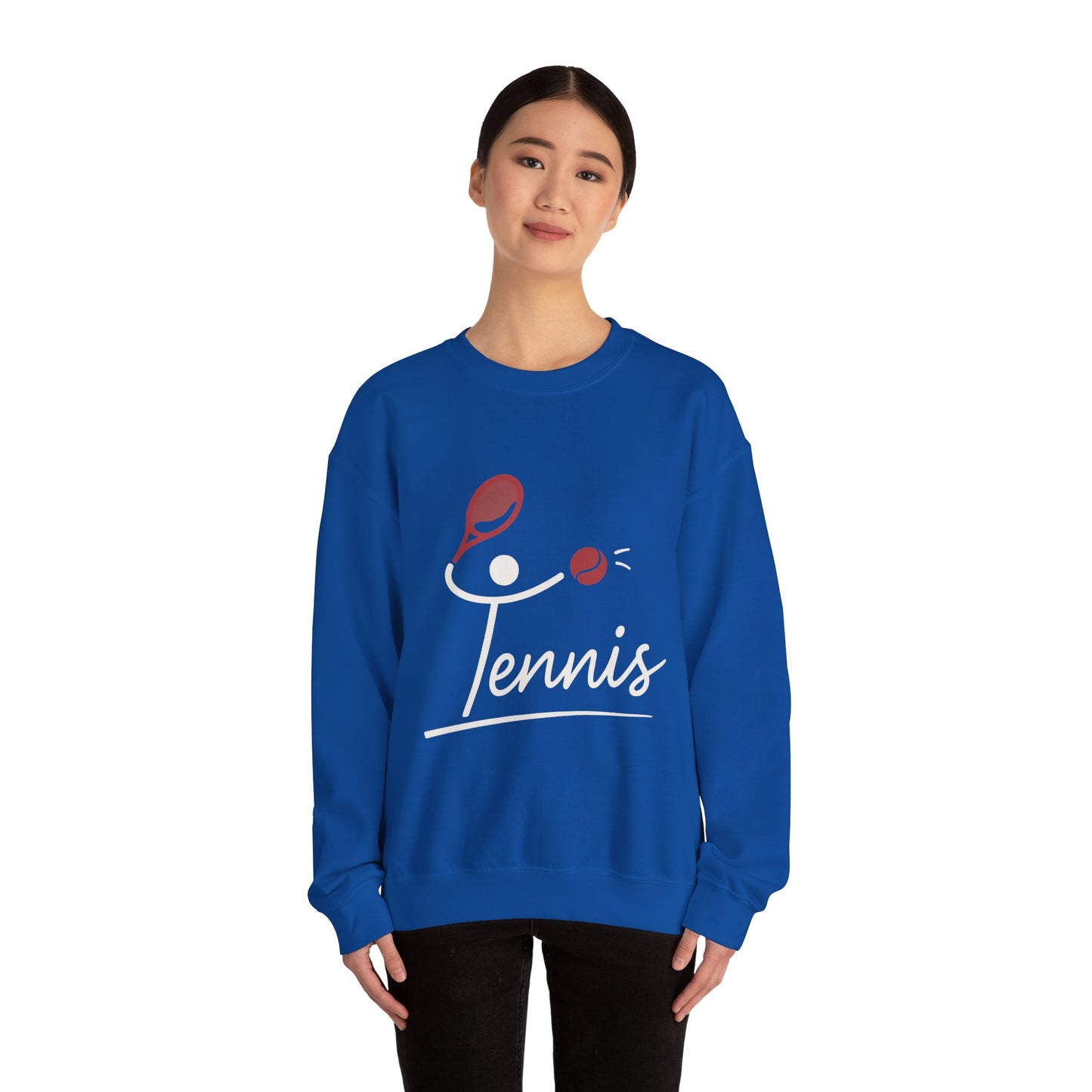 Womens Heavy Blend™ Crewneck Sweatshirt, Womens Tennis Sweatshirt, Cute Sports Graphic Pullover, Workout Gym Activewear Top