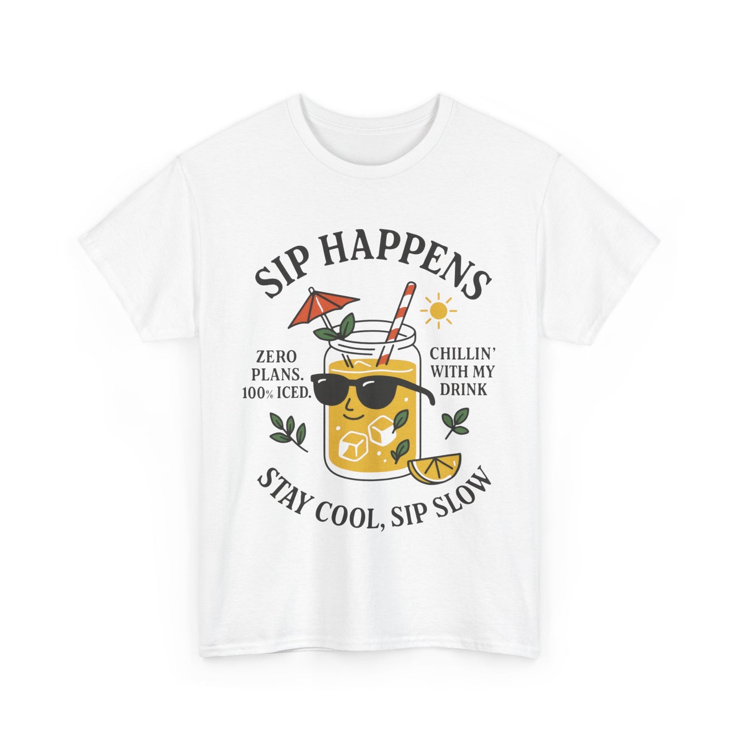 Sip Happens Womens T-Shirt, Funny Summer Drink Graphic Tee, Stay Cool Sip Slow Lemonade Shirt, , Beach Wear, BBQ Parties, Chill Summer Vibes