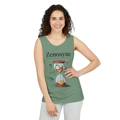 Zenosyne Tank Top, Unisex Garment-Dyed Tee, Time Awareness Gift, Casual Summer Wear, Philosophy Shirt, Unique Everyday Apparel