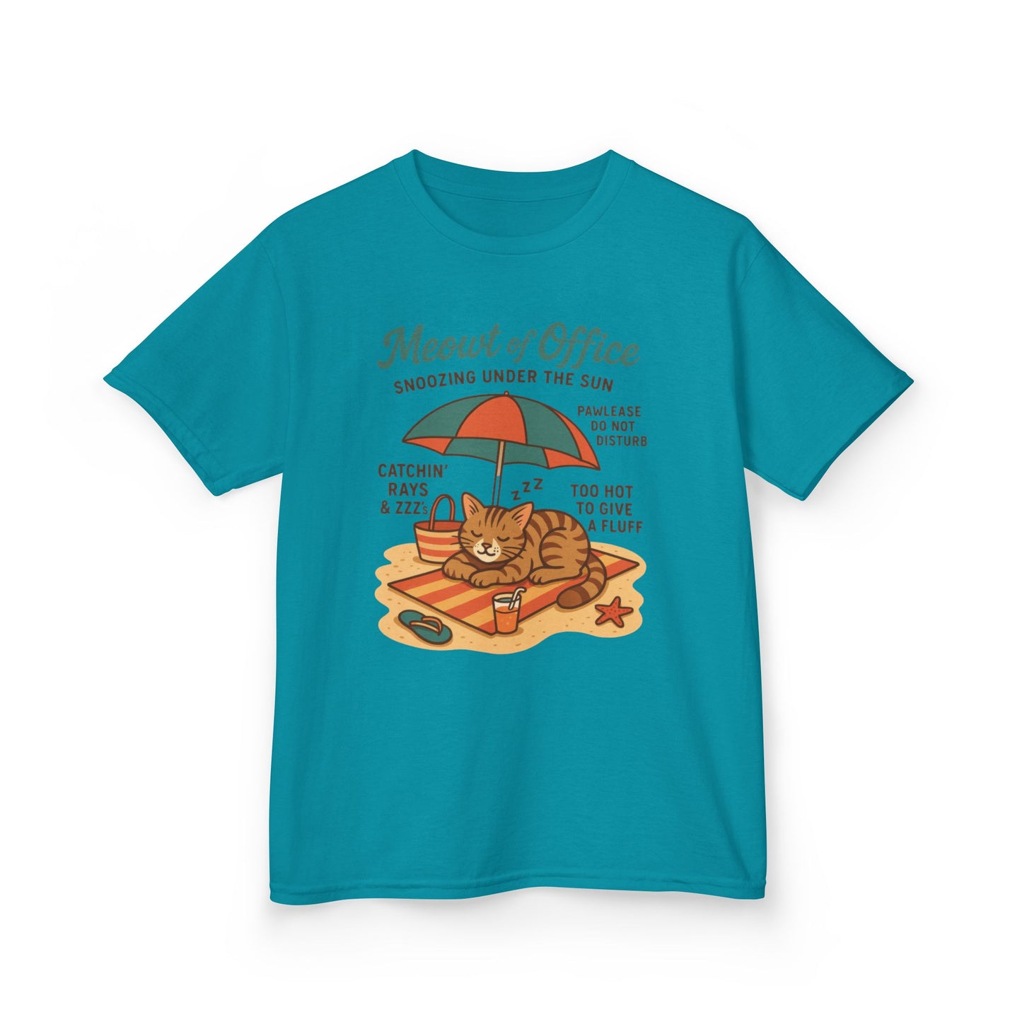 Kids Cat-Themed T-Shirt - Meowt of Office, Cute Summer Tee, Cat Lover Gift, Fun Playwear, Summer Beach Vacation Tee
