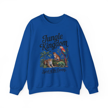 Jungle Kingdom Womens Sweatshirt, Cozy Jungle Crewneck, Nature Lover Gift, Wildlife Artwork, Eco-Conscious Apparel, Animal Enthusiast Clothing