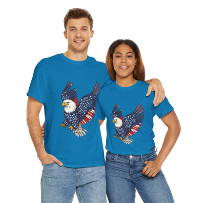 Patriotic Eagle Tee | Unisex Heavy Cotton T-Shirt for Independence Day, Memorial Day, Veterans Day, Gift for Nature Lovers, Casual Wear