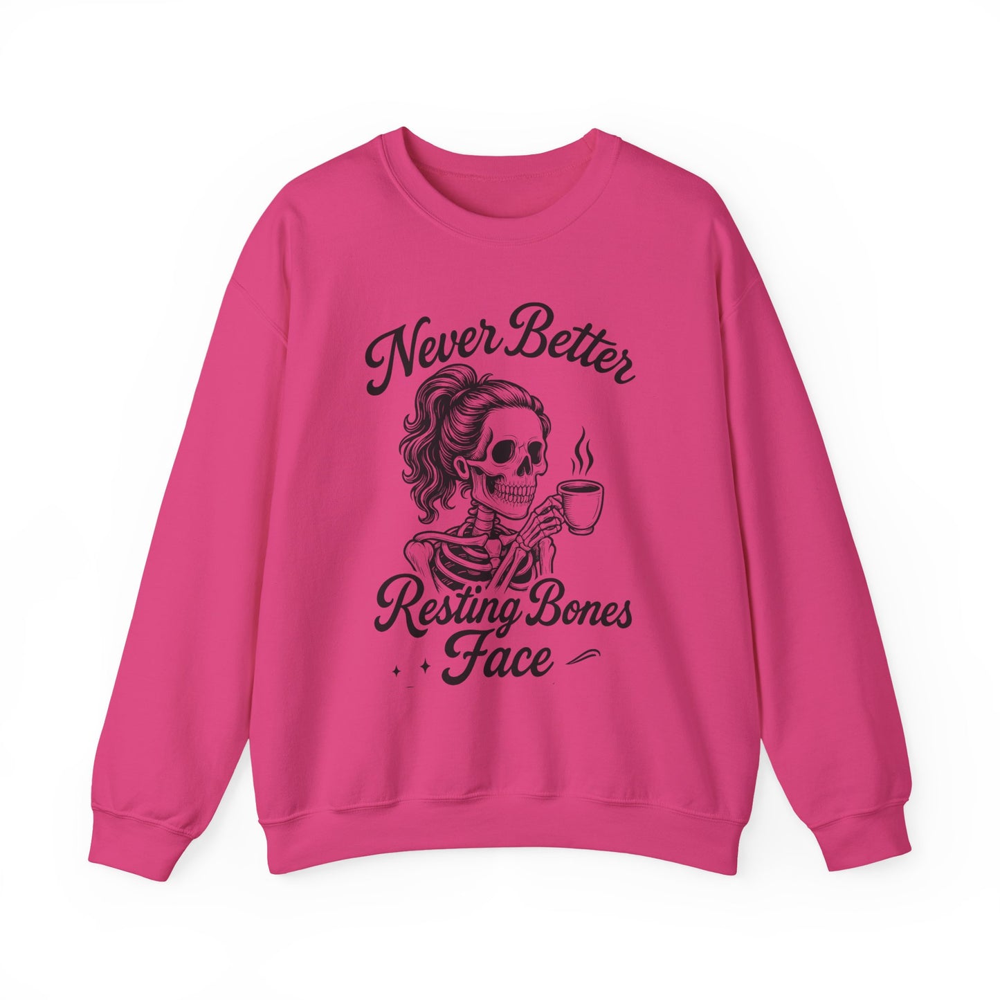 Skull Coffee Lovers Crewneck Sweatshirt, Womens, Perfect for Halloween, Cozy Outfit, Gift for Friends, Relaxing Days, Coffee Enthusiasts
