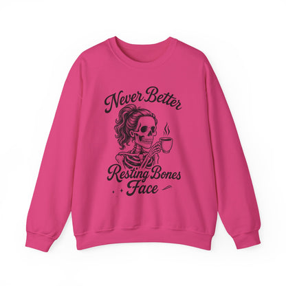Skull Coffee Lovers Crewneck Sweatshirt, Womens, Perfect for Halloween, Cozy Outfit, Gift for Friends, Relaxing Days, Coffee Enthusiasts