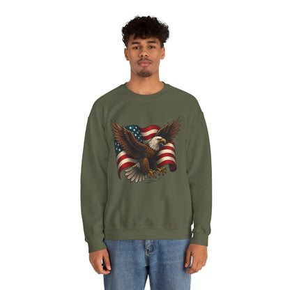 Patriotic Eagle Sweatshirt - Unisex Crewneck, USA Flag Apparel, Memorial Day, Veteran's Day, Independence Day, Gift for Patriots