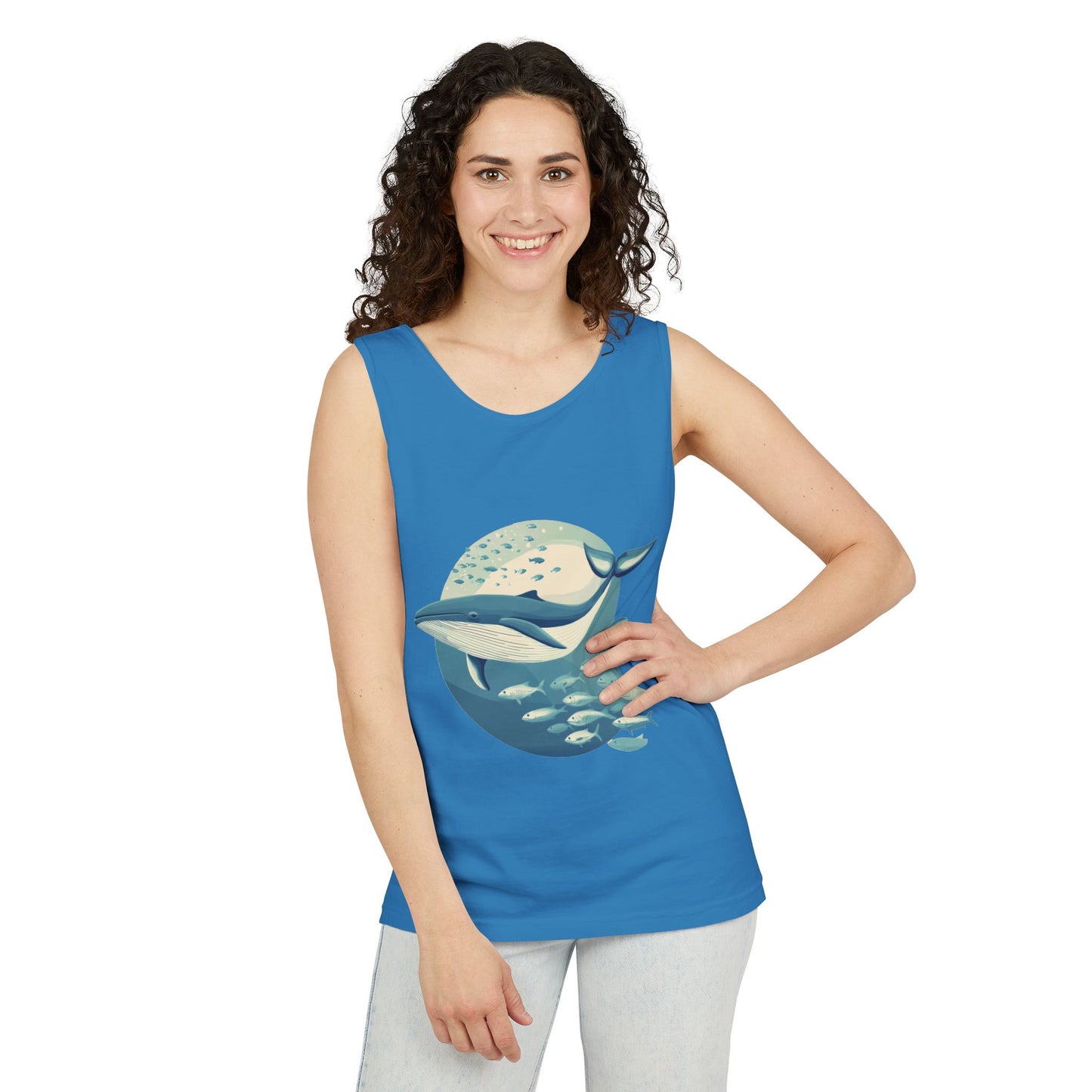 Ocean-Inspired Unisex Tank Top, Whale Design Shirt, Summer Casual Wear, Beach Vibes Gift, Eco-Friendly Fashion