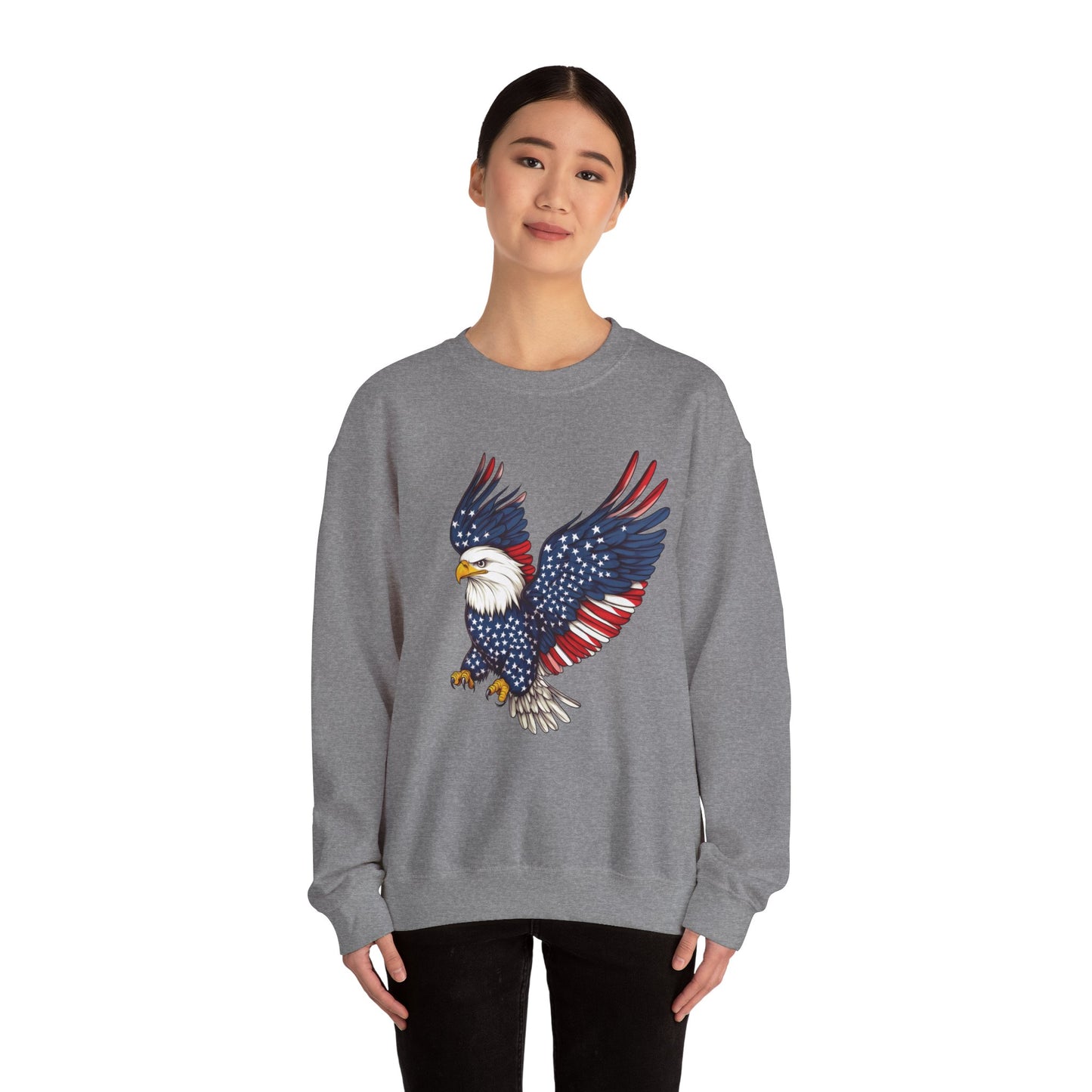 Patriotic Eagle Sweatshirt, Unisex Crewneck, USA Pride Apparel, Cozy Everyday Wear, Perfect for Independence Day, Gift for Patriots