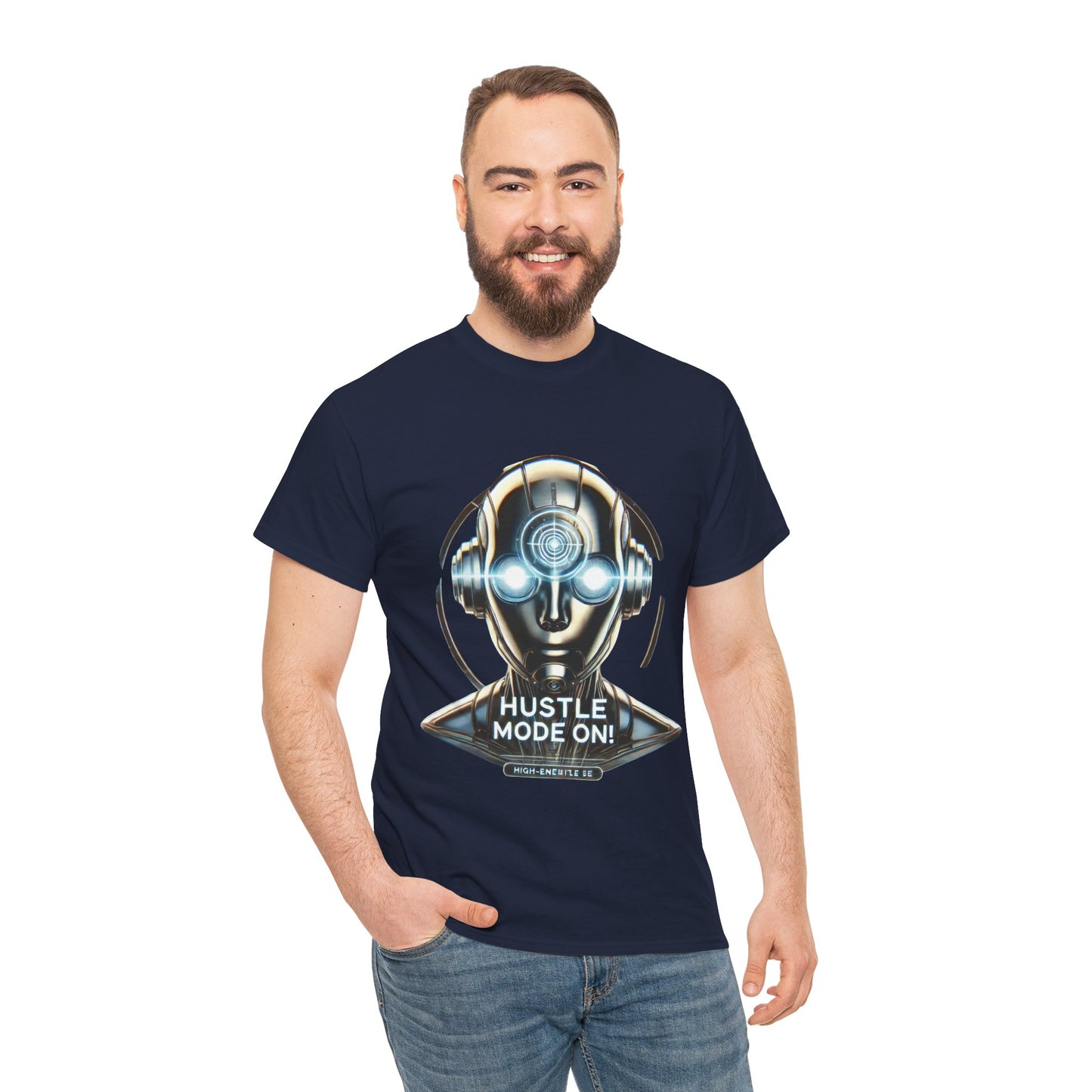 Hustle Mode On Robot T-Shirt, Cyborg Hustle Unisex Tee, Graphic T-Shirt for Gamers & Tech Lovers, Graduations, Motivational Wear