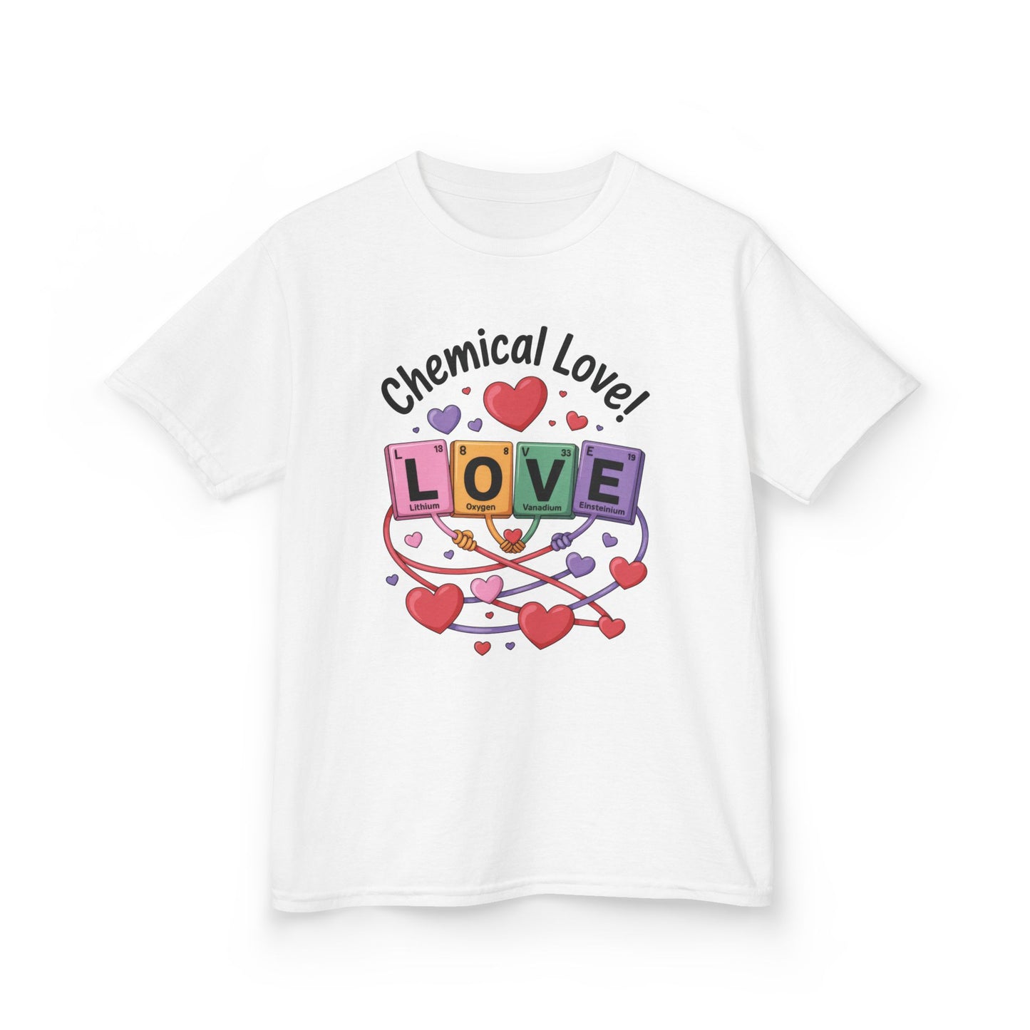 Kids Love Chemistry Girl Tee - Cute Gift for Science Lovers, Valentine's Day, Fun Classroom Wear, Adorable Kids Shirt, Colorful Kids Apparel