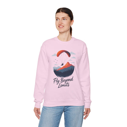 Adventure Inspiration Crewneck Sweatshirt - Fly Beyond Limits, Cozy Outdoor Outfit, Gift for Adventurers, Travel, Motivation Apparel