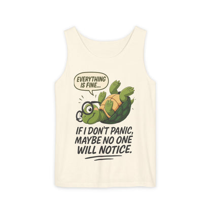Funny Turtle Womens Tank Top, Everything is Fine, Womens Summer Apparel, Relaxed Fit, Pool Party, Beachwear, Humorous Gift