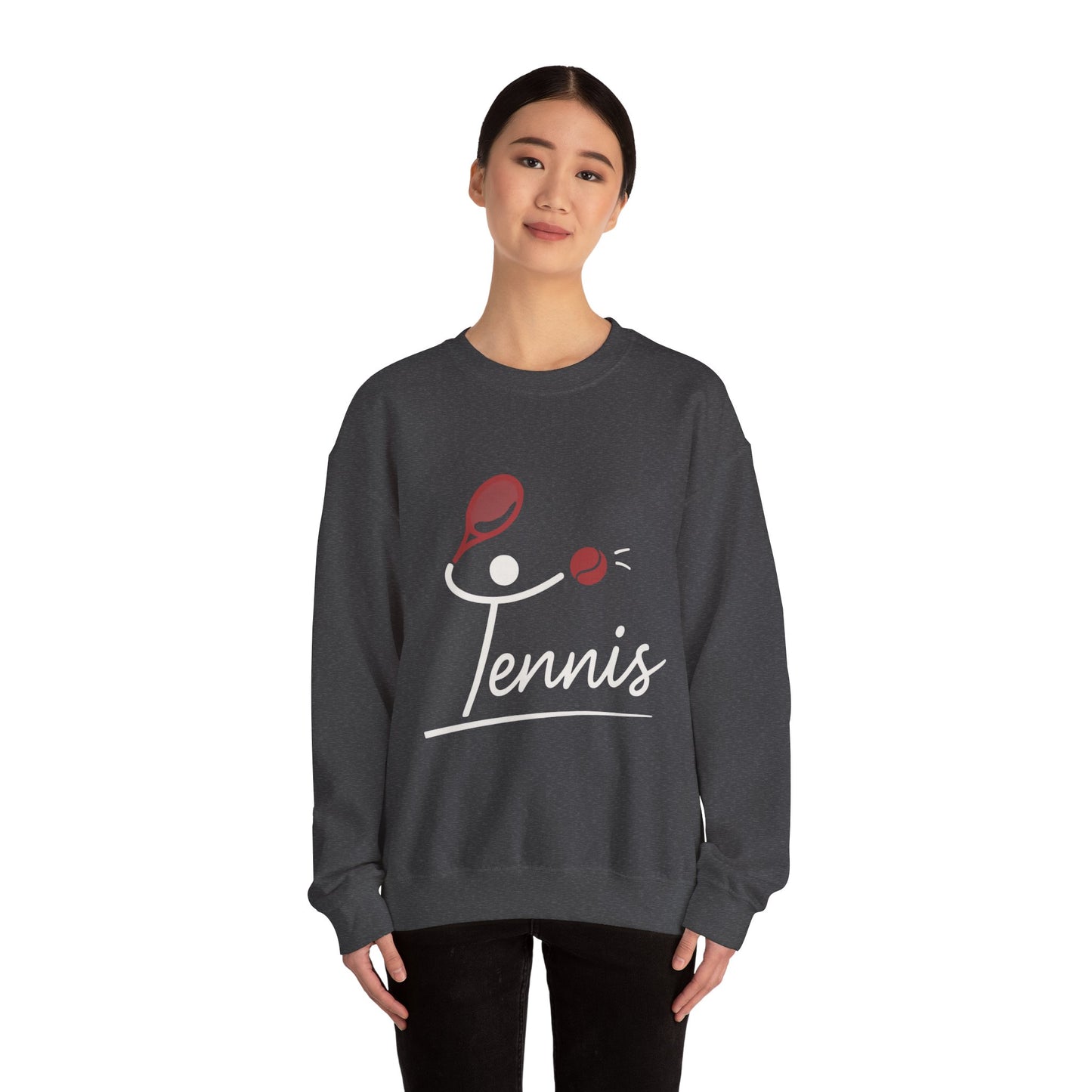Womens Heavy Blend™ Crewneck Sweatshirt, Womens Tennis Sweatshirt, Cute Sports Graphic Pullover, Workout Gym Activewear Top