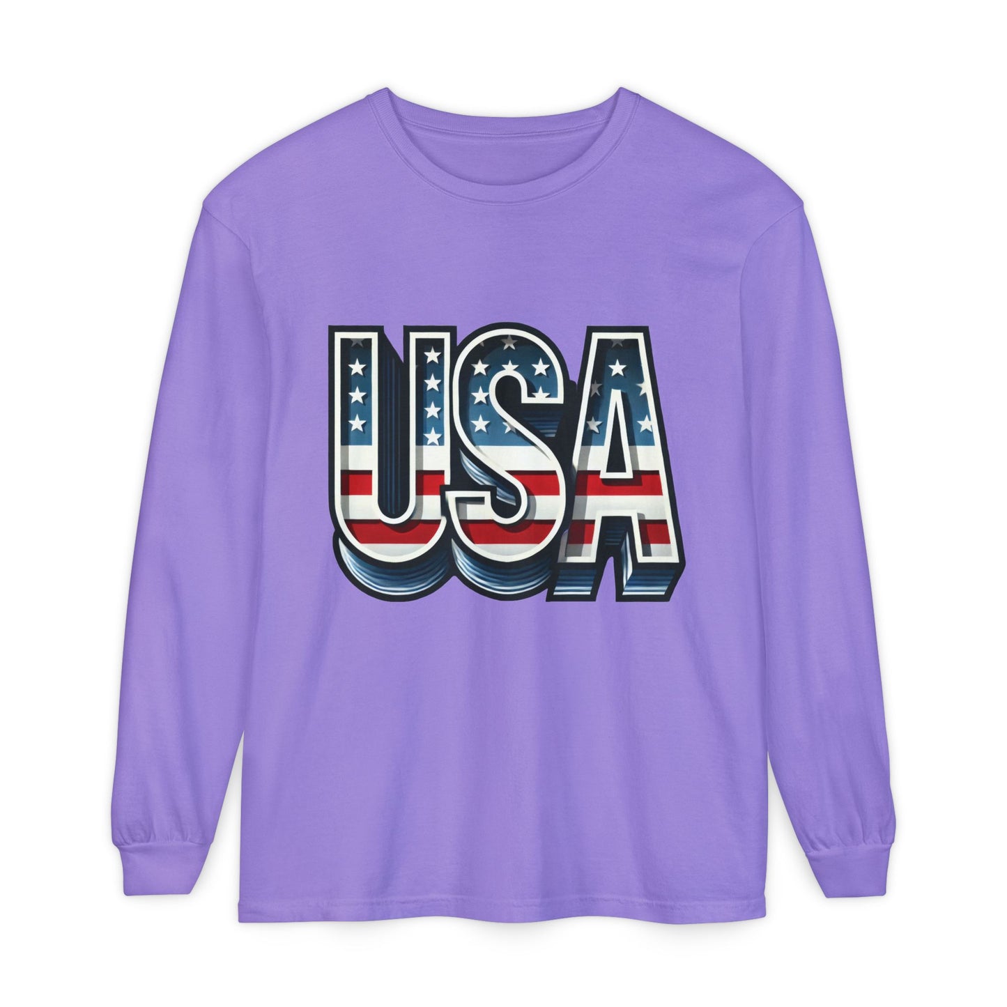 Patriotic Long Sleeve  Unisex  T-Shirt, USA Design, Unisex Tee for Independence Day, Memorial Day, Family Celebrations, Casual Wear