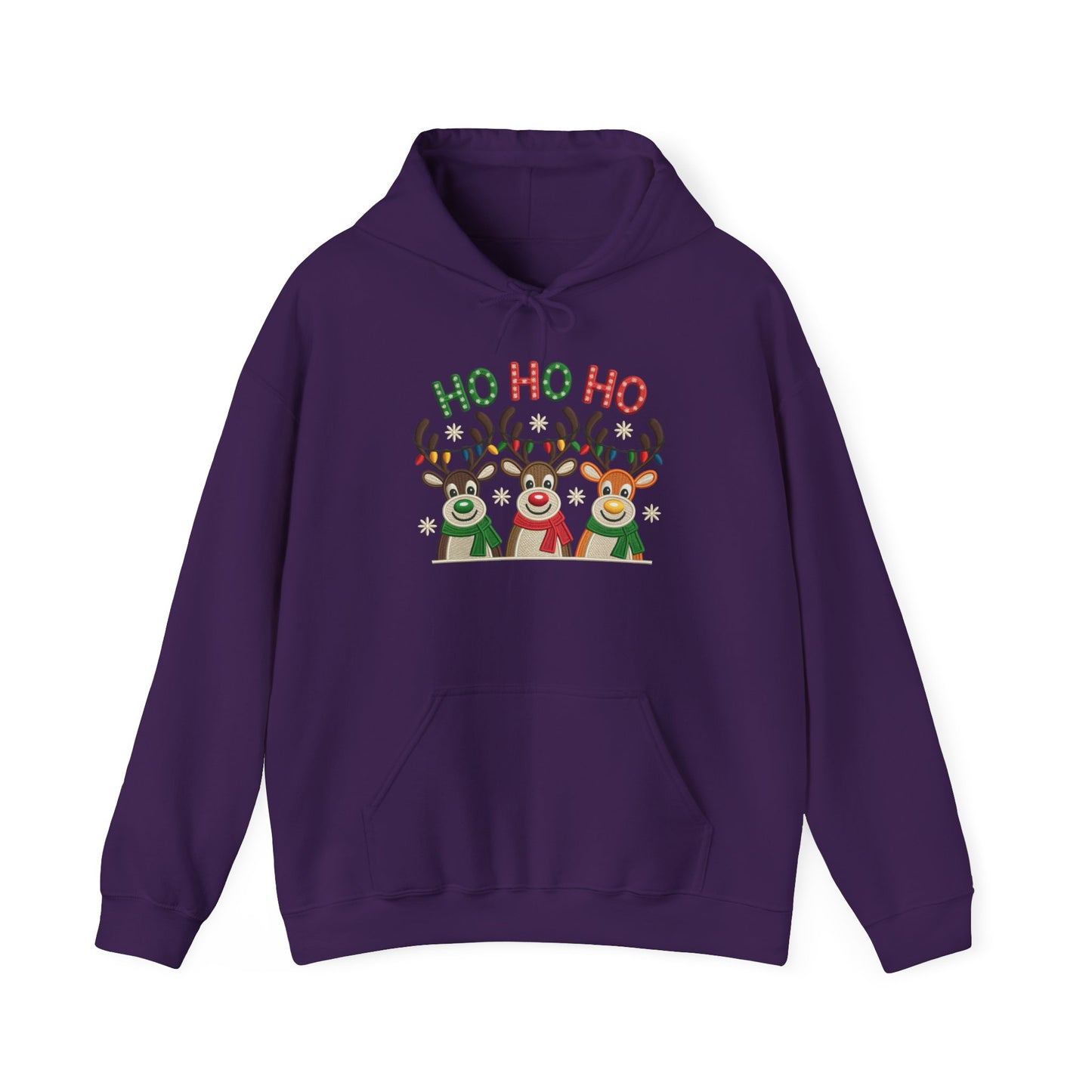 Ho Ho Ho Reindeer Hoodie, Cute Christmas Holiday Pullover for Women