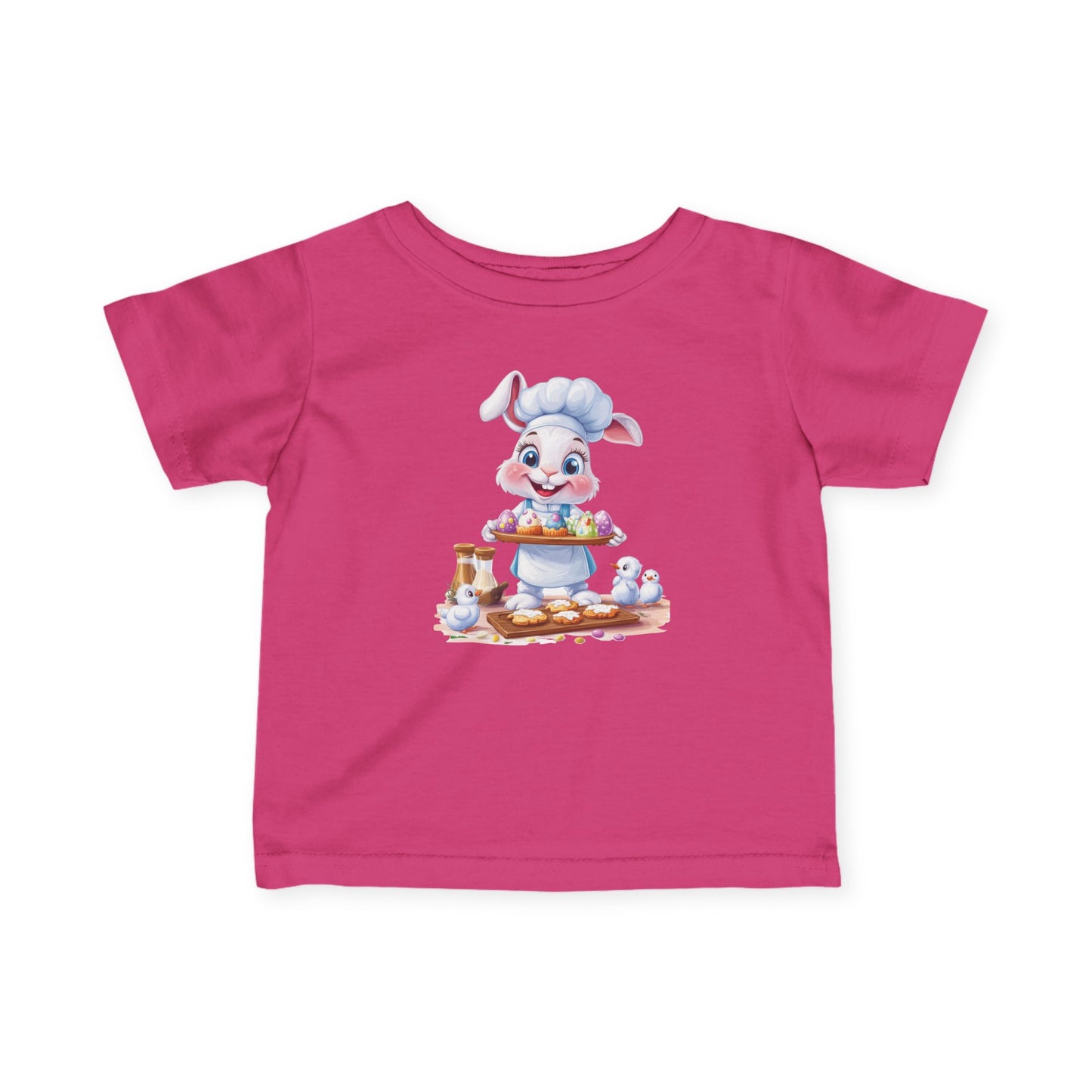 Infant Easter Bunny Chef Tee, Baby Baker T-Shirt with Colorful Eggs, Cute Spring Outfit for 6-24 Months, Funny Holiday Gift Baby Easter Gift