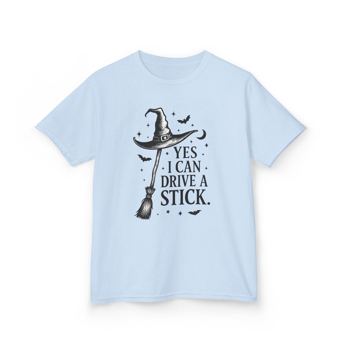 Yes I Can Drive a Stick Girls Witch T-Shirt, Cute Halloween Shirt for Kids, Girls Halloween Tee