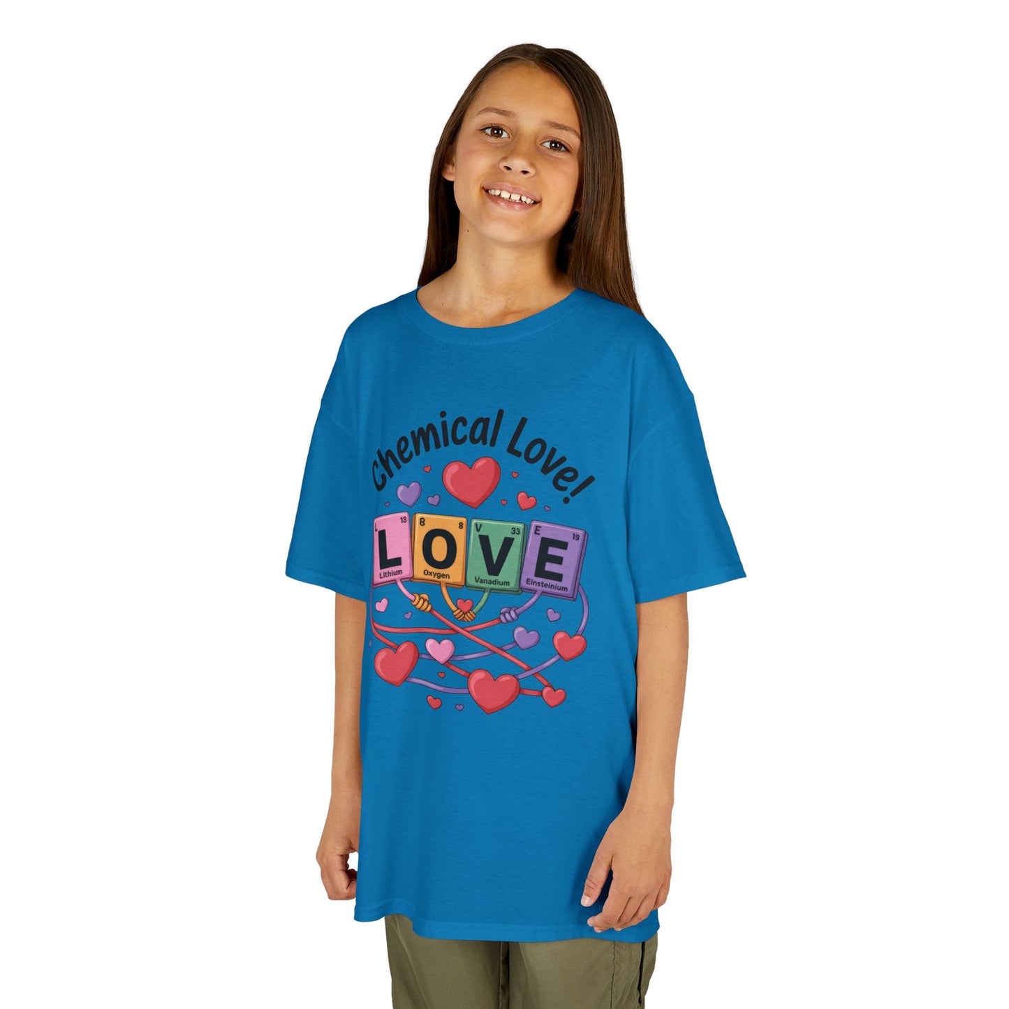 Kids Love Chemistry Girl Tee - Cute Gift for Science Lovers, Valentine's Day, Fun Classroom Wear, Adorable Kids Shirt, Colorful Kids Apparel