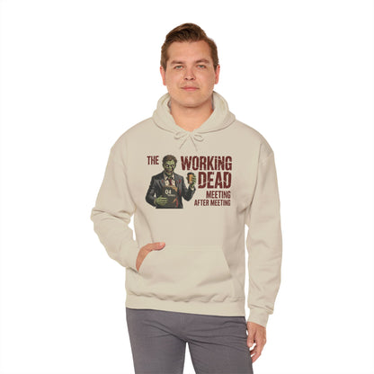 The Working Dead Men's Zombie Hoodie, Funny Office Meeting Sweatshirt, Men's Heavy Blend™ Hooded Sweatshirt, Halloween Work Humor Zombie top