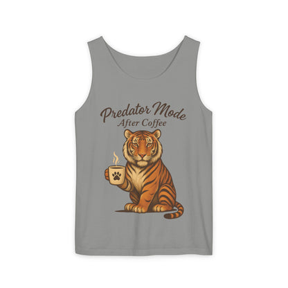 Predator Mode After Coffee Tank Top - Funny Coffee Lover Mens Muscle Tank - Tiger Caffeine Gym Shirt - Morning Motivation Top