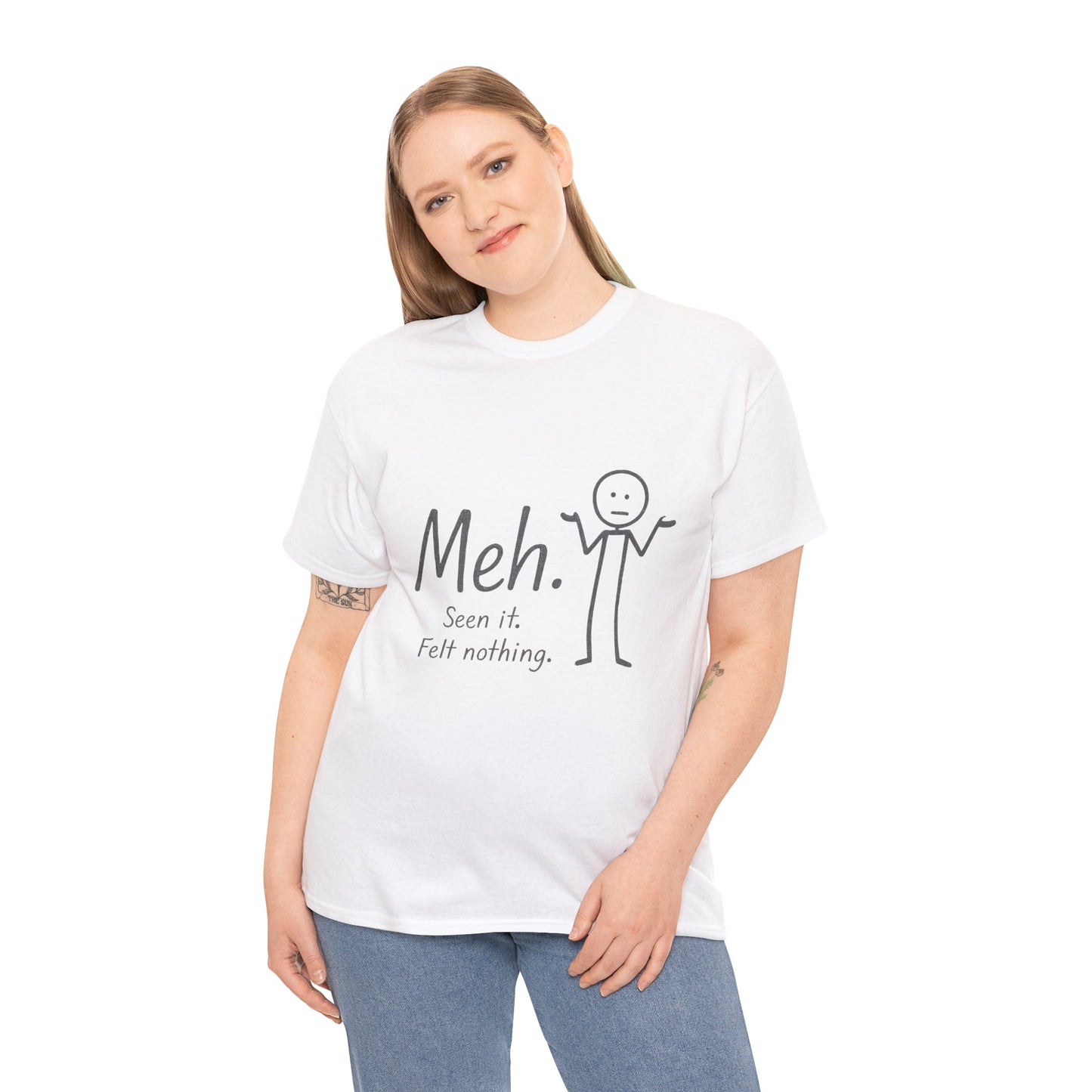 Funny Women's Heavy Cotton Tee, 'Meh' Graphic Shirt, Perfect Gift for Sarcastic Friends, Casual Wear, Birthdays, Everyday Humor, Comfy Tee