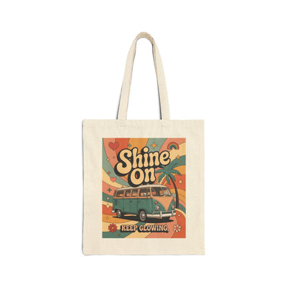 Retro Sunshine Tote Bag, Eco-Friendly Shopper, Beach Bag, Gift for Him/Her, Festival Carryall, Summer Vibes