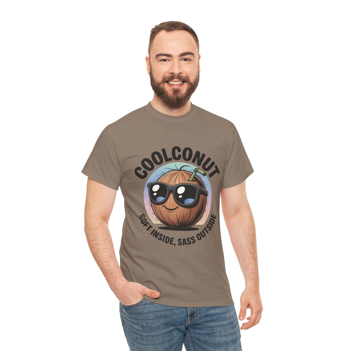 Coolconut Graphic Men's Tee, Soft Inside Sass Outside, Men's T-Shirt for Beach Lovers, Men's Fun Gift, Summer Vibes, Humor Apparel