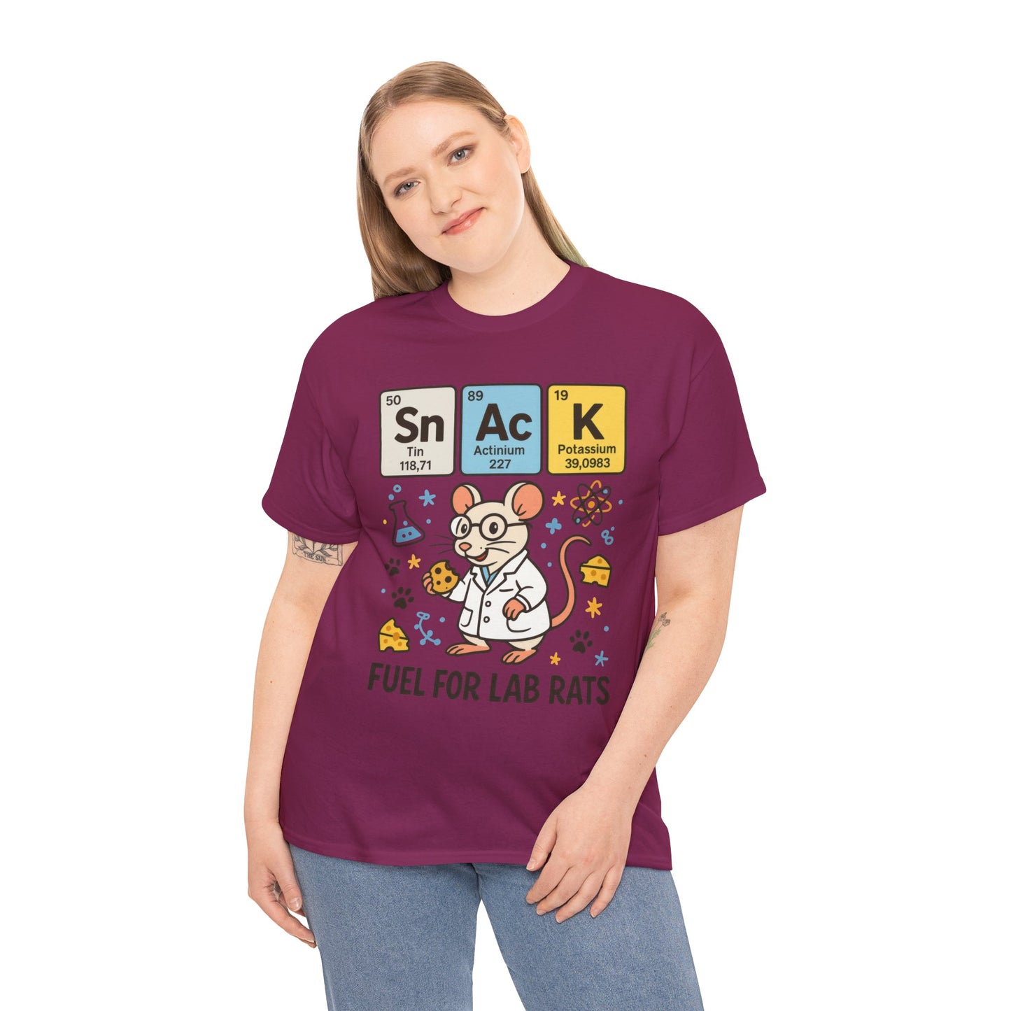 Funny Womens Science T-Shirt,Periodic Table Tee, Fuel for Lab Rats Nerdy Shirt, Gifts for STEM Lovers, Quirky Science Apparel