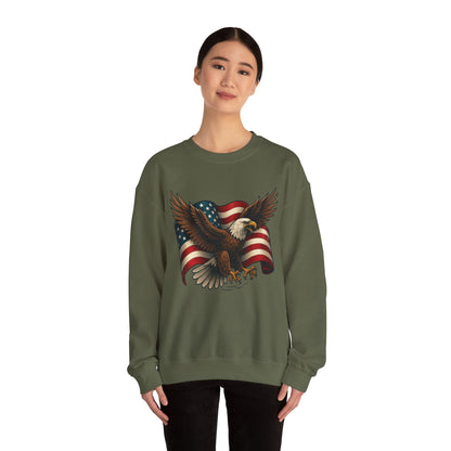 Patriotic Eagle Sweatshirt - Unisex Crewneck, USA Flag Apparel, Memorial Day, Veteran's Day, Independence Day, Gift for Patriots