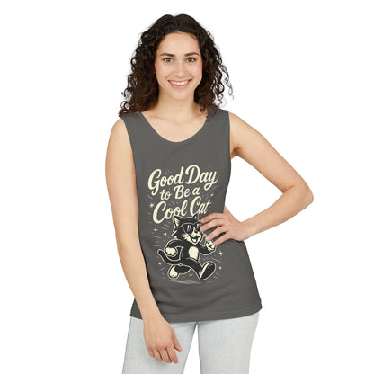 Cool Cat Womens Tank Top - Good Day to Be a Cool Cat Retro Kitty Sleeveless Shirt - Funny Summer Top, Gift for Cat Lovers