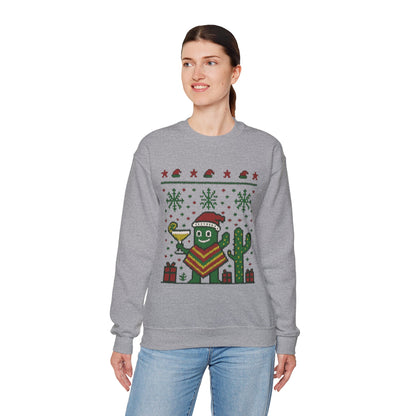 Festive Cactus Christmas Women's Sweatshirt, Funny Santa Hat Holiday Pullover, Women's Heavy Blend™ Crewneck Sweatshirt