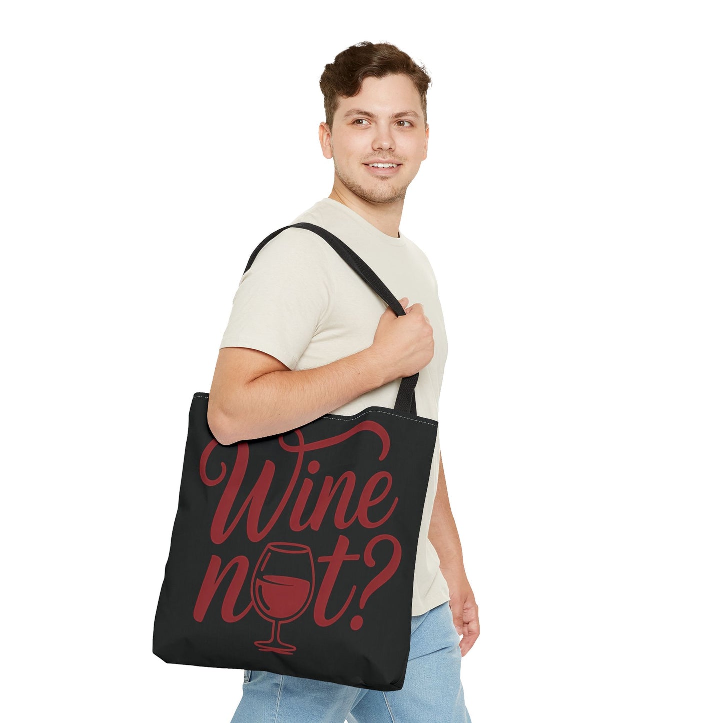 Wine Not? Tote Bag - Fun Wine Lover's Accessory for Parties, Gift for Wine Enthusiasts, Perfect for Grocery or Beach Outings, AOP Design