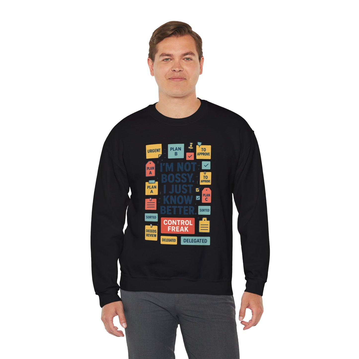 Funny Mens Control Freak Sweatshirt, Sarcastic Crewneck Gift for Him, Perfect Gift for Bossy Friends