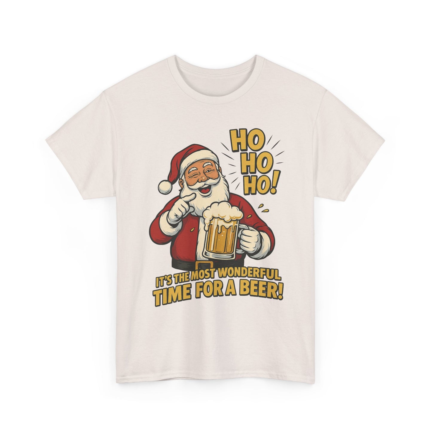 Funny Santa Beer Christmas T-Shirt, Men's Holiday Party Tee
