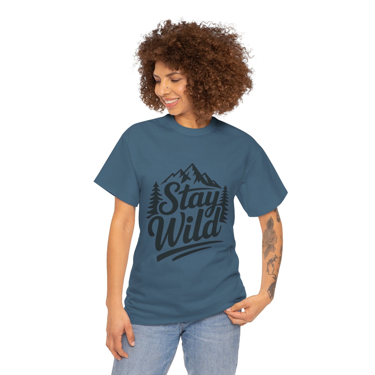 Stay Wild Adventure Tee, Unisex Heavy Cotton Tee for Nature Lovers, Camping, Hiking, Gifts for Outdoorsy Friends, Nature Graphic Tee