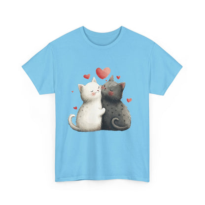 Cute Cat Love T-Shirt, Adorable Feline Couple Tee, Gift for Cat Lovers, Valentine's Day Shirt, Cozy Everyday Wear, Cat Mom T-Shirt