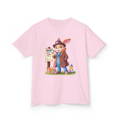 Detective Bunny Easter Kids Tee - Fun Egg Hunt T-Shirt with Mystery Theme, Cute Spring Gift for Kids, Heavy Cotton Easter Outfit