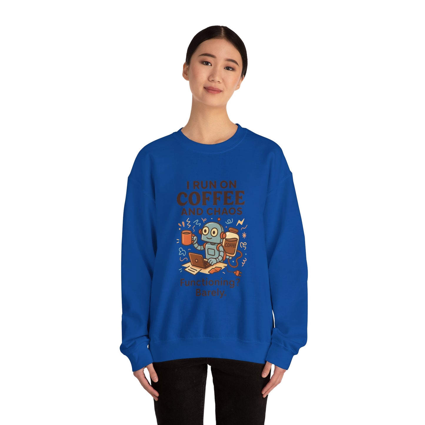 Coffee and Chaos Crewneck Sweatshirt, Funny Sweatshirt for Coffee Lovers, Unisex Gift, Cozy Everyday Wear, Ideal for Holidays