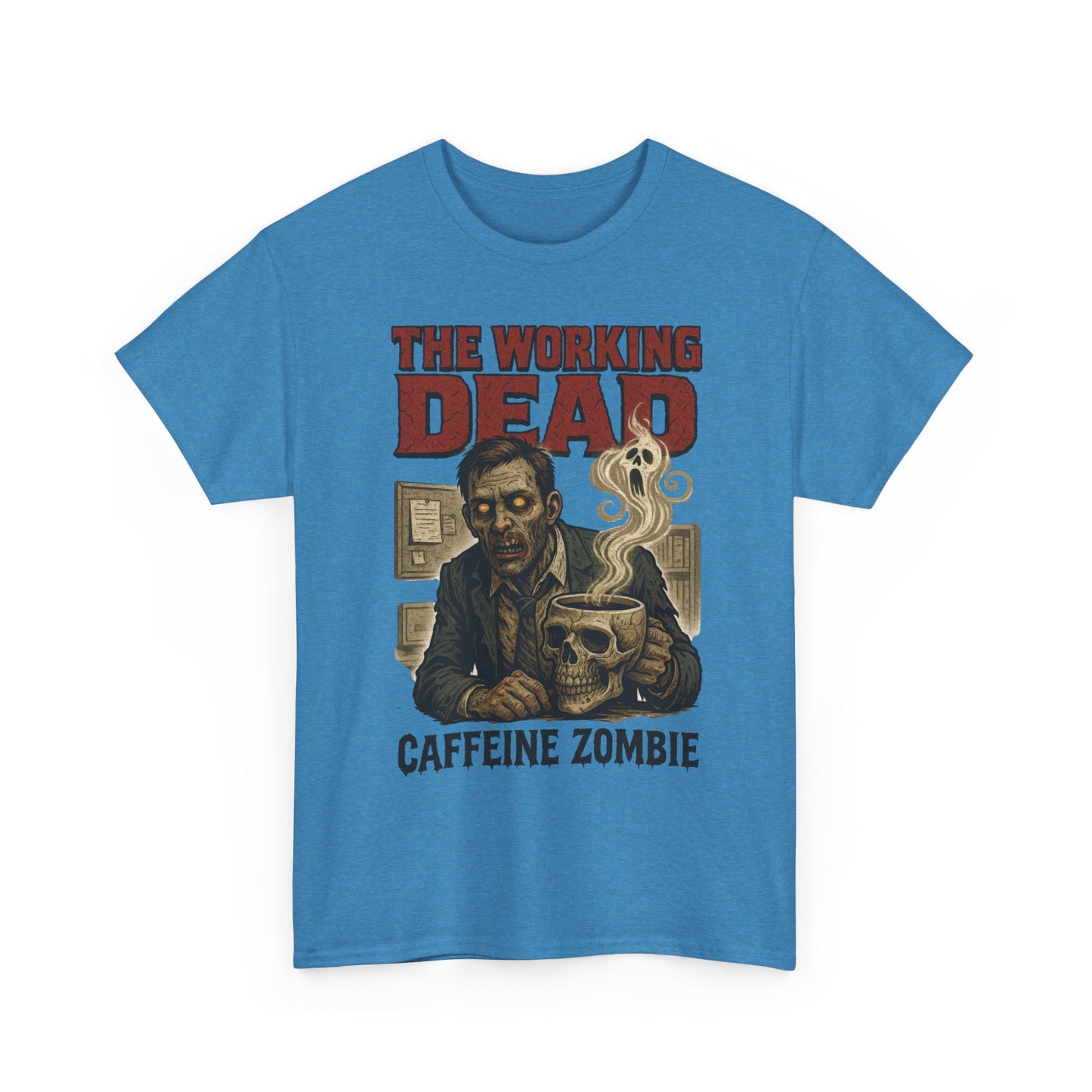 The Working Dead Men's Funny Zombie Work T-Shirt, Office Humor Tee, Halloween Office Tee, Coffee Zombie Shirt