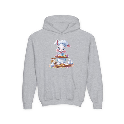Easter Chef Bunny Hoodie for Kids, Cute Baker Bunny, Fun Holiday Outfit, Youth Spring Sweatshirt, Easter Gift, Bunny Design Hoodie
