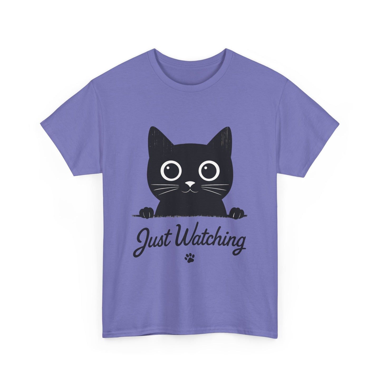 Cute Black Cat Shirt for Women - Just Watching Minimalist Kitty Tee - Funny Cat Lover Gift, Funny Pet Lover Gift, Animal Lover Tee