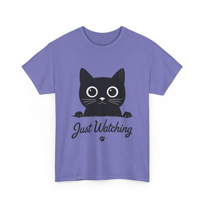 Cute Black Cat Shirt for Women - Just Watching Minimalist Kitty Tee - Funny Cat Lover Gift, Funny Pet Lover Gift, Animal Lover Tee