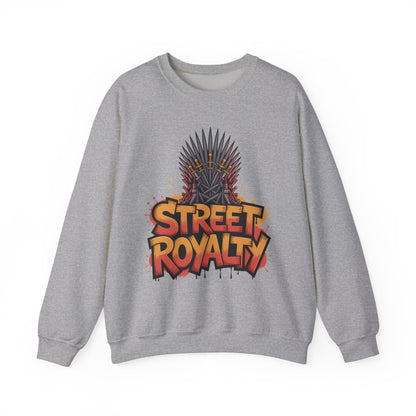 Street Royalty Men's Crewneck Sweatshirt, Graffiti Crown Graphic Pullover, Urban Streetwear Top for Men