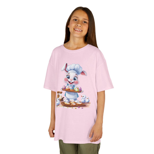 Easter Bunny Chef Kids T-Shirt, Cute Spring Baking Tee with Eggs, Toddler Easter Outfit, Bunny Holding Egg Tray Tee, Cute Animal Design