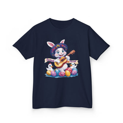 Mexican Easter Bunny Kids T-Shirt - Fiesta de Pascua Shirt with Guitar, Fun Spring Festival Tee, Colorful Holiday Gift for Children