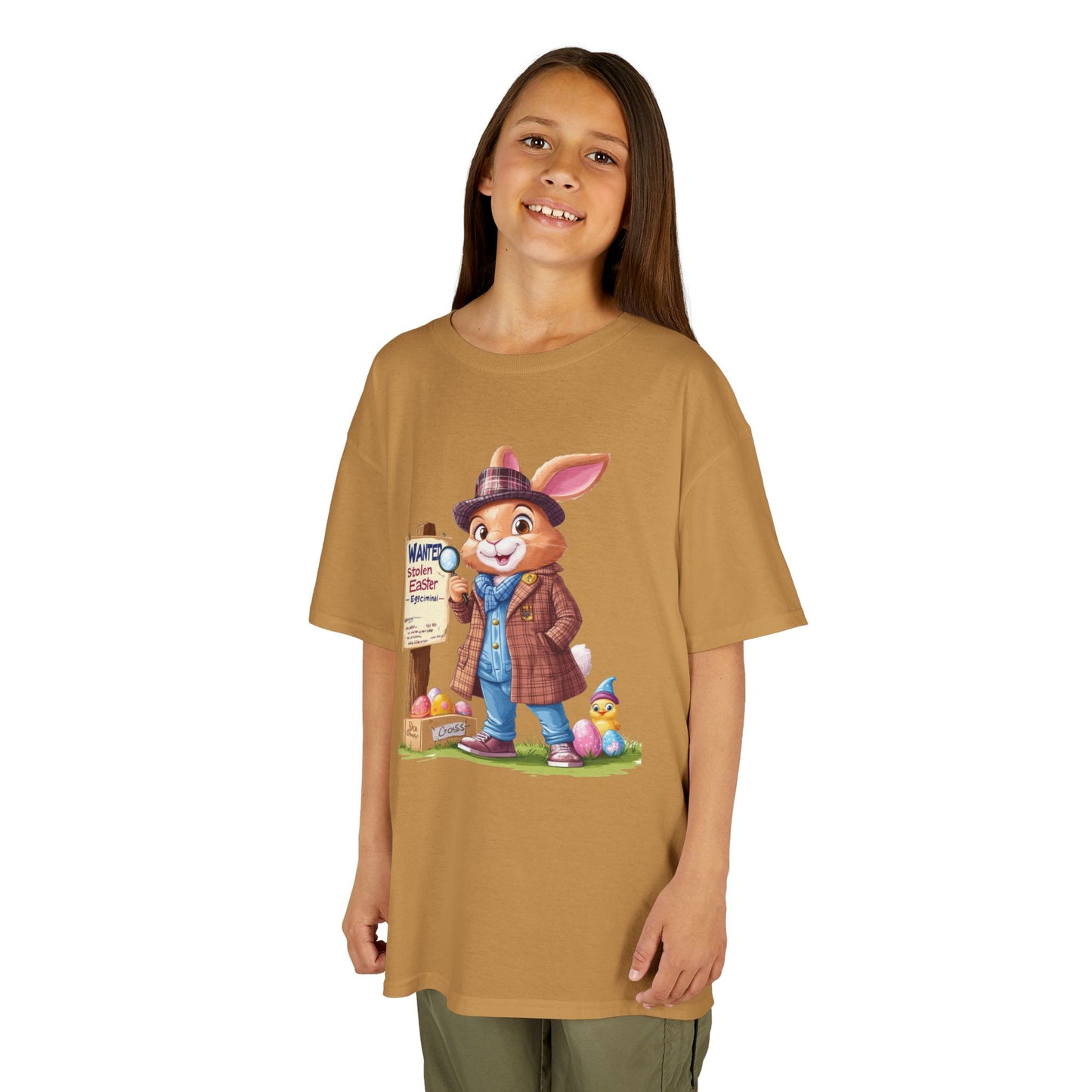 Detective Bunny Easter Kids Tee - Fun Egg Hunt T-Shirt with Mystery Theme, Cute Spring Gift for Kids, Heavy Cotton Easter Outfit